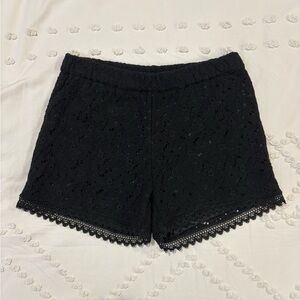 H&M Black Lace Shorts with Scalloped Hem, Size XS